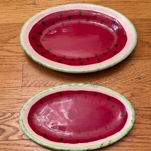 Watermelon-Themed Oval Platters Ceramic
